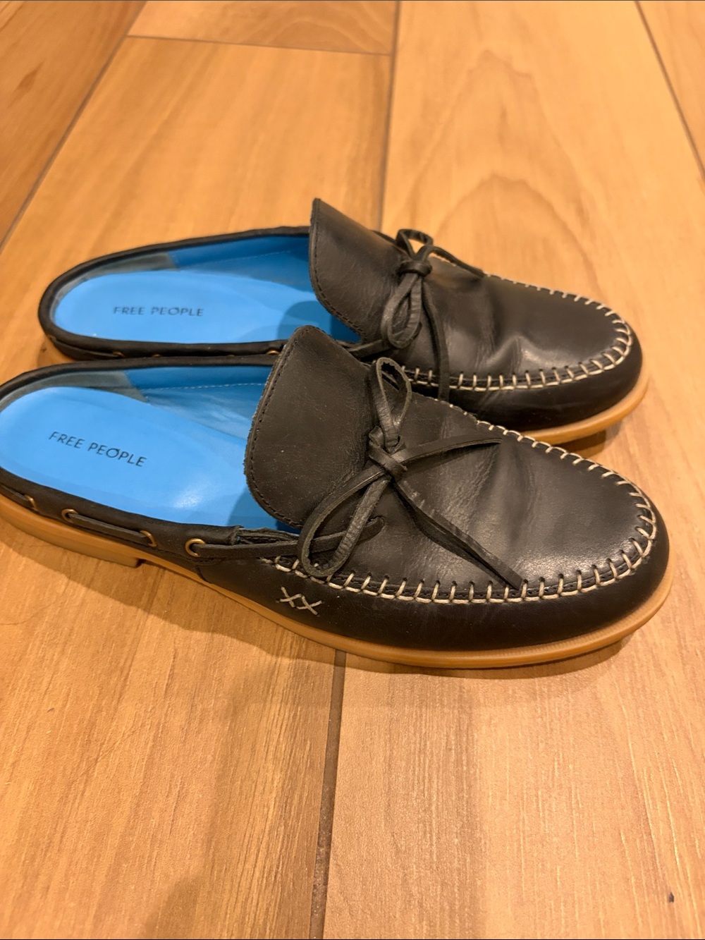 Free People Women’s Black Moccasin Slingback Loafers